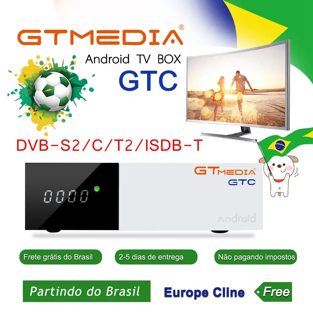 FREESAT GTMedia Android 6,0 Smart tv Box DVB-S2/C/T2/ISDB-T Smart tv Box Amlogic S905D 2 ГБ+ 16 Гб BT4.0 H.265 GTmedia GTC декодер