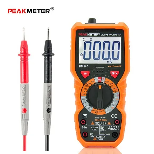 

PEAKMETER Digital Multimeter Measuring Voltage Current Resistance Capacitance Frequency Temperature hFE NCV Live Line Tester