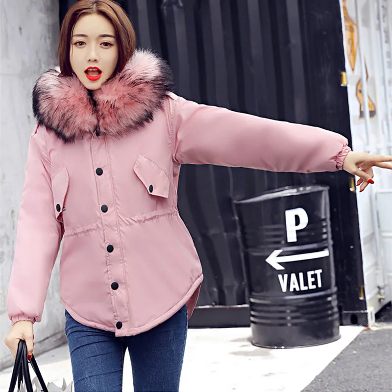 

Plus Size Winter Jacket Women Parkas 2017 New Fashion Big Faux Fur Collar Hooded Female Warm Winter Coat Women