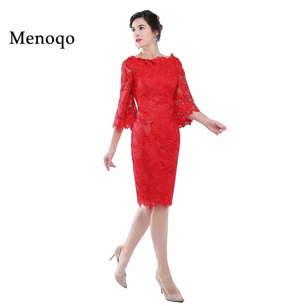 Menoqo New Arrival Elegant Red Lace Mother of the Bride Dress with