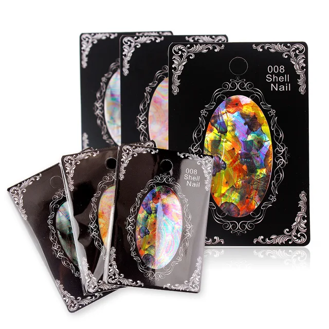 Wholesale New Magic Nail Art Shell Wrap Sky Toe Sticker Super Irregular Glass Foil Shell Nail Decals 100packs/lot Free Shipping