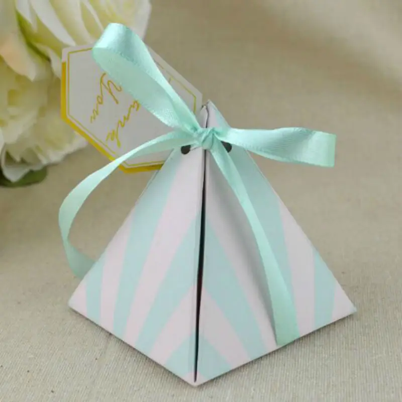 100 X Creative Carousel Triangular Pyramid Baby Shower Candy Box Bomboniera Birthday Party Baptism Chocolate Gift Boxes | Дом и сад