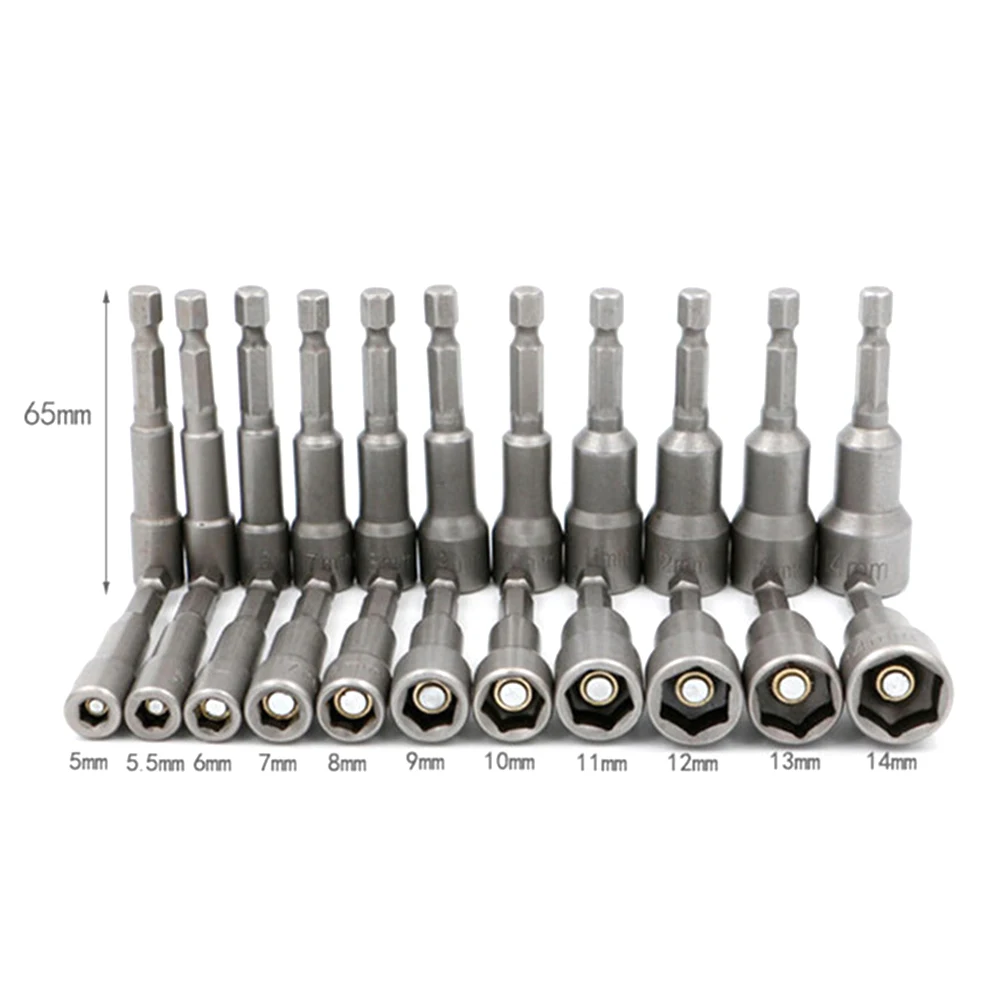 

11pcs Metric 5~14mm Magnetic Nut Driver Set Socket Adapter Hex Drill Bit Electric Screwdriver Socket Nut Setters Driver Bits