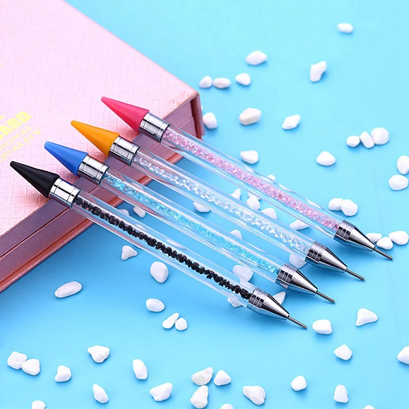 

Dual-ended Wax Picker Picking Up Rhinestone Crystal Beads Stud Dotting Pen Pencil Brush Metal Nail Art Tool Decoration Manicure