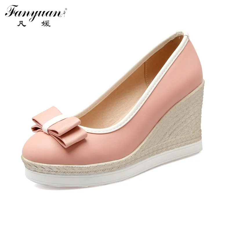 Online Get Quality Wedge Office Shoes For Women Aliexpress Fashion Design Women Wedge Pumps Office Lady Top Quality Pu Leather Slip On Casual Heel Round Toe Platform Female Working Shoes