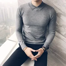 Дизайн удобный мужской свитер узкий вязаный свитер хит Мода
