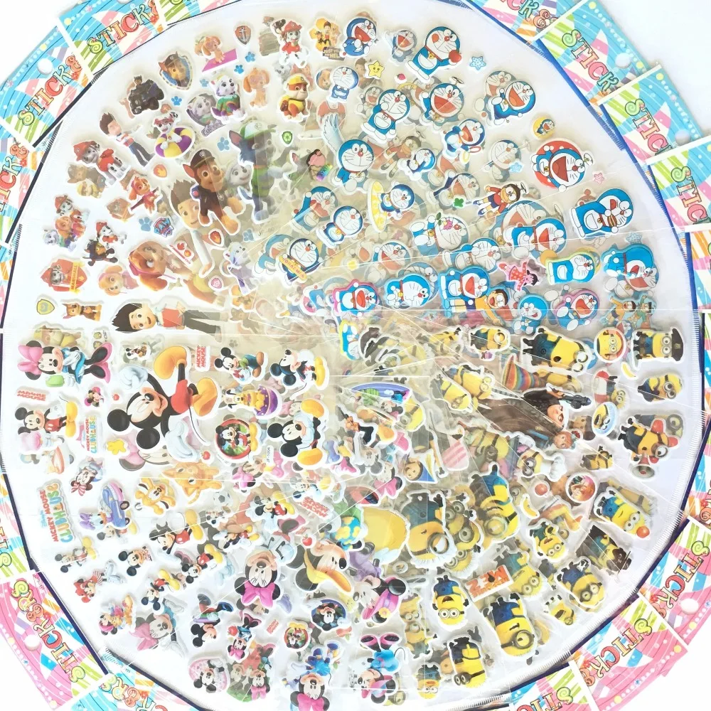 

24 sheets Kids Cute 3D Cartoon Stickers Mixed School Teacher Reward Children Early Learning Toys