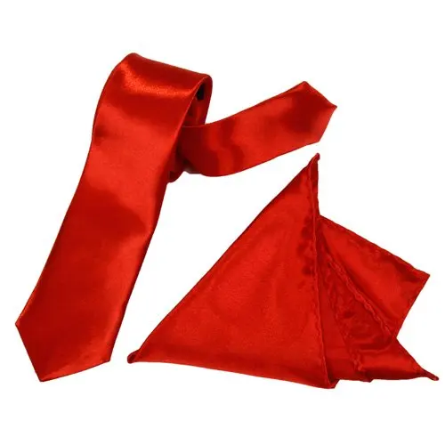 HOT SALE!A set of 5 cm wide red tie and 22 * 22 cm red handkerchiefin