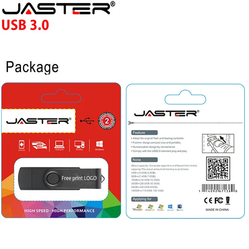 Логотип Jaster OTG USB 3,0 флеш-накопитель 4 ГБ 8 ГБ 16 ГБ 32 ГБ 64 ГБ Флешка металлический usb флеш-накопитель карта памяти