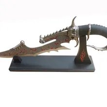 S0085 черный пушечный Металл лезвие огонь Дракон смерти Нож Меч ж/пламя стенд 18,2"