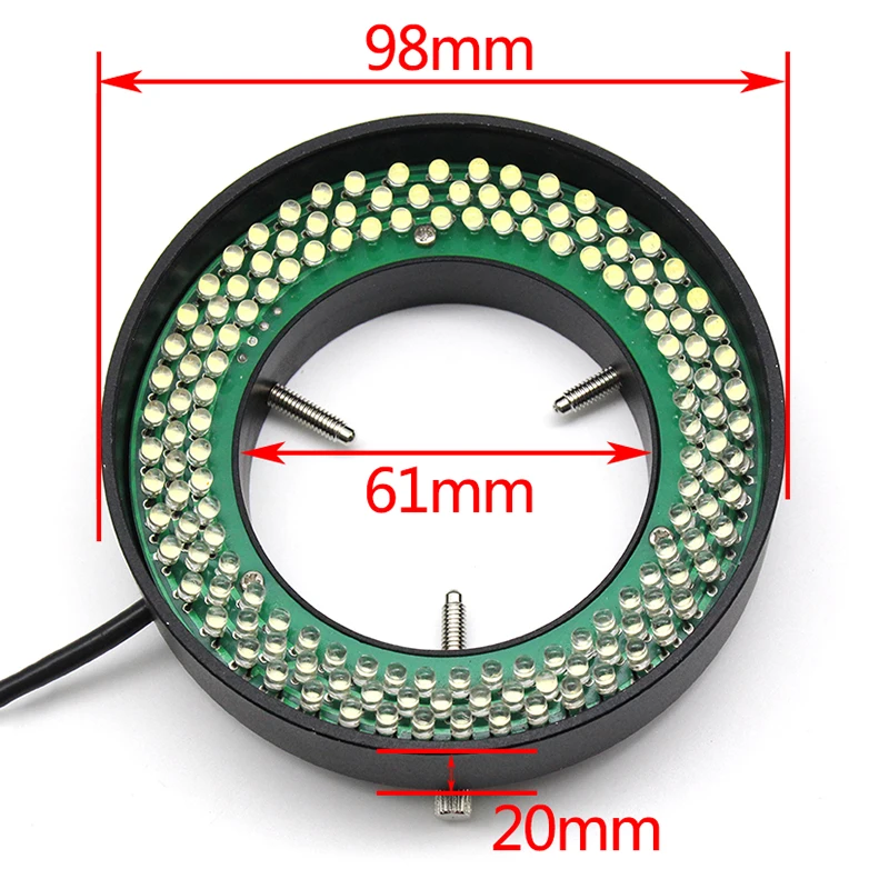 Светильник для микроскопа внутренний диаметр 61 мм светодиодный кольцевой светильник 144 лампа металлическая головка для промышленного обнаружения