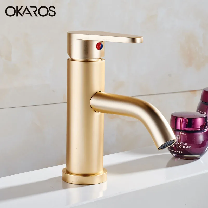 

OKAROS Newest Bathroom Basin Faucet Space Aluminum Vessel Sink Single Handle Hot And Cold Water Tap Mixer Torneira Cozinha