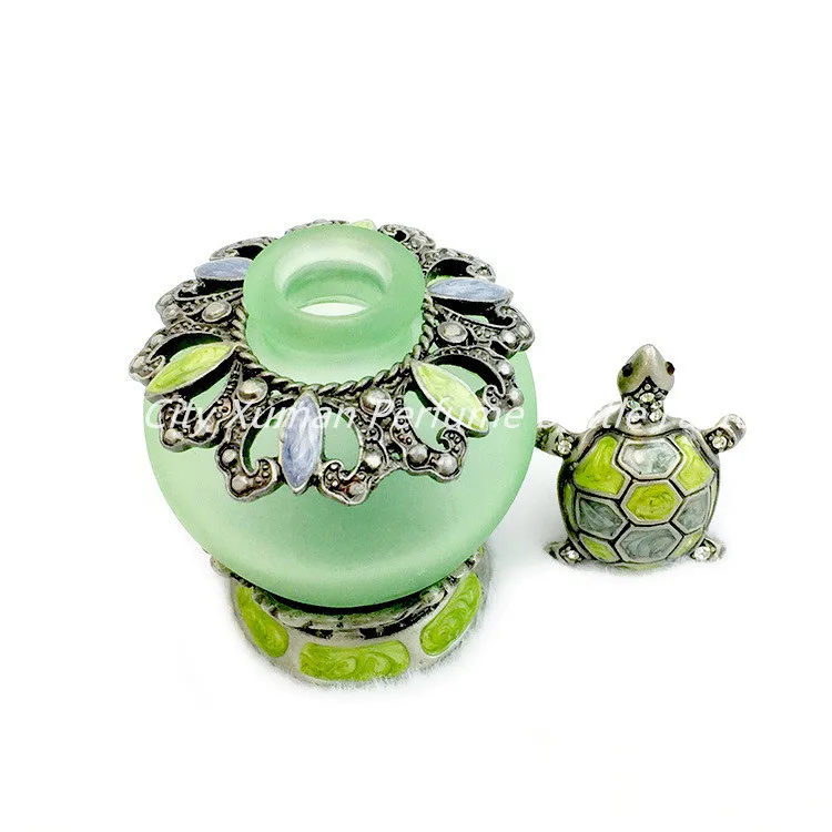 40ml Perfume Refillable Bottle Vintage Metal Tortoise Frog Animal Glass