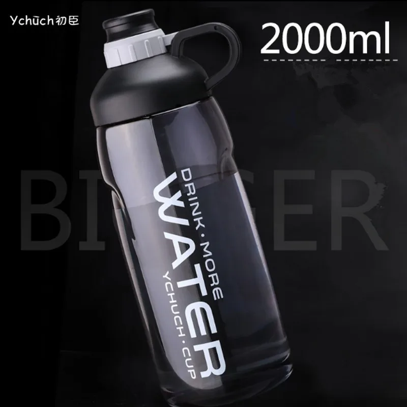

2000ml Water Bottle Large Capacity Plastic Sports Bottle For Outdoor Camping Travel 2L Bottle With Straw Drinkware