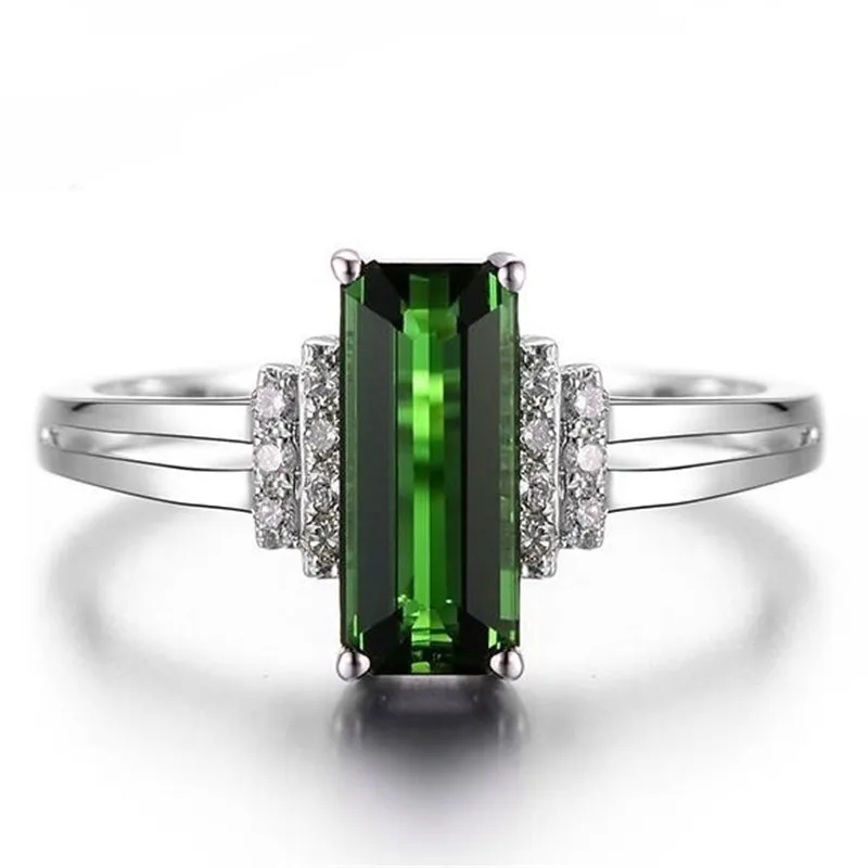 YWOSPX, Новое поступление, модные ювелирные изделия, зеленый кубический цирконий, посеребренные кольца для женщин, обручальное кольцо с цирконием, подарок Y20