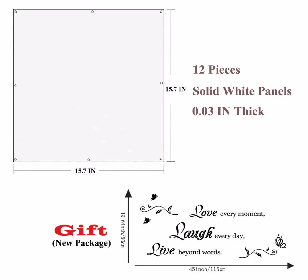 WSHYUFWI 12 piezas de plástico de PVC para colgar de Biombo Sala separador (White03) WSHYUFWI 12 piezas de plástico de PVC para colgar de Biombo Sala separador (White03)