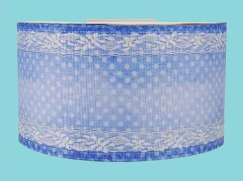 

3" inch 75 mm 7.5cm blue jean with white dot pattern free shipping printed grosgrain ribbons for gift decoration