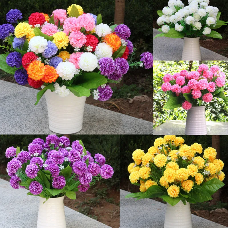 

Fashion Pretty Fragrant chrysanthemums Fake Flowers 8 Hydrangea Artificial Plastic, Wire Multi-colored Beautiful Home Decoration
