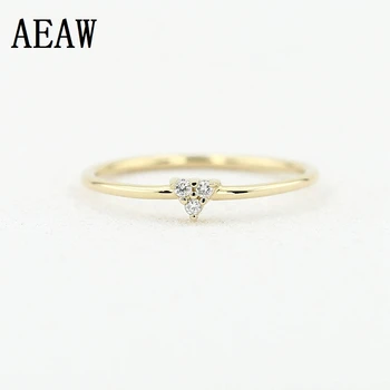 

100% Real Diamond Triangle Ring Cluster Round Cut 3-Stones in 14k Yellow Gold Party Office For Lady Fine Jewery
