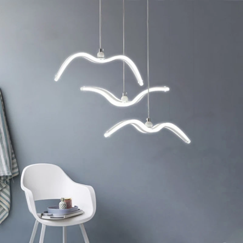 Modern creative seagull design acrylic pendant lamp Nordic simple white aluminum bedroom decoration bird LED lighting Modern creative seagull design acrylic pendant lamp Nordic simple white aluminum bedroom decoration bird LED lighting