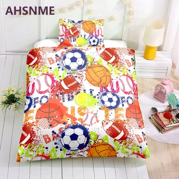 

AHSNME Special Promotion! ! ! Ball Olympic Games Bedding Set Football Basketball Football Volleyball Quilt Cover Home Textiles