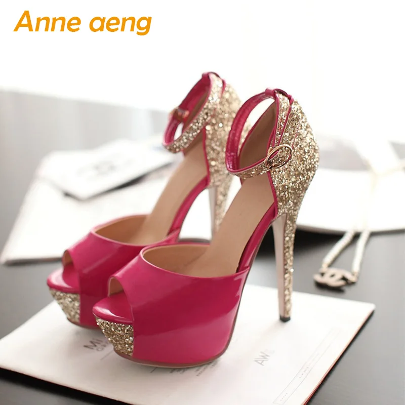 Летние женские босоножки на высоком каблуке 13 см шикарные туфли платформе