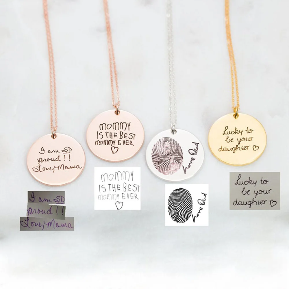 

Personalized Children Drawing Artwork Necklace Custom Actual Handwriting Necklace Signature Memorial Pendant Necklace Jewelry