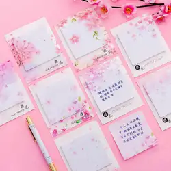 4 шт Красивые цветущей сакуры удобные наклейки блокноты для записей японские наклейки заметки разрывая Notes студент N наклейка-часы