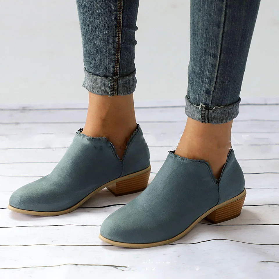 

New Style Fashion Neutral Shoes Round Toe Square Toe Ruffles Martin boots Med Slip - On Concise Women's Shoes
