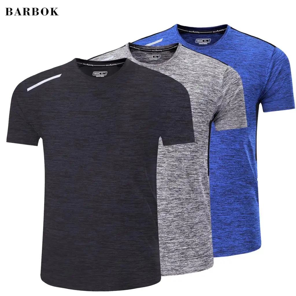 BARBOK Men Sports Shirt Quick Dry Compression Running Shirt Gym Workout Bodybuilding Tight Shirt Soccer Basketball Jersey
