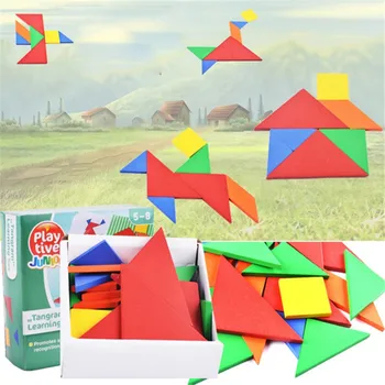 

32 PCS/Set DIY Colorful Jigsaw Toys Wooden Children Educational Toys Baby Play Jigsaw Puzzle Junior Tangram Learning Set