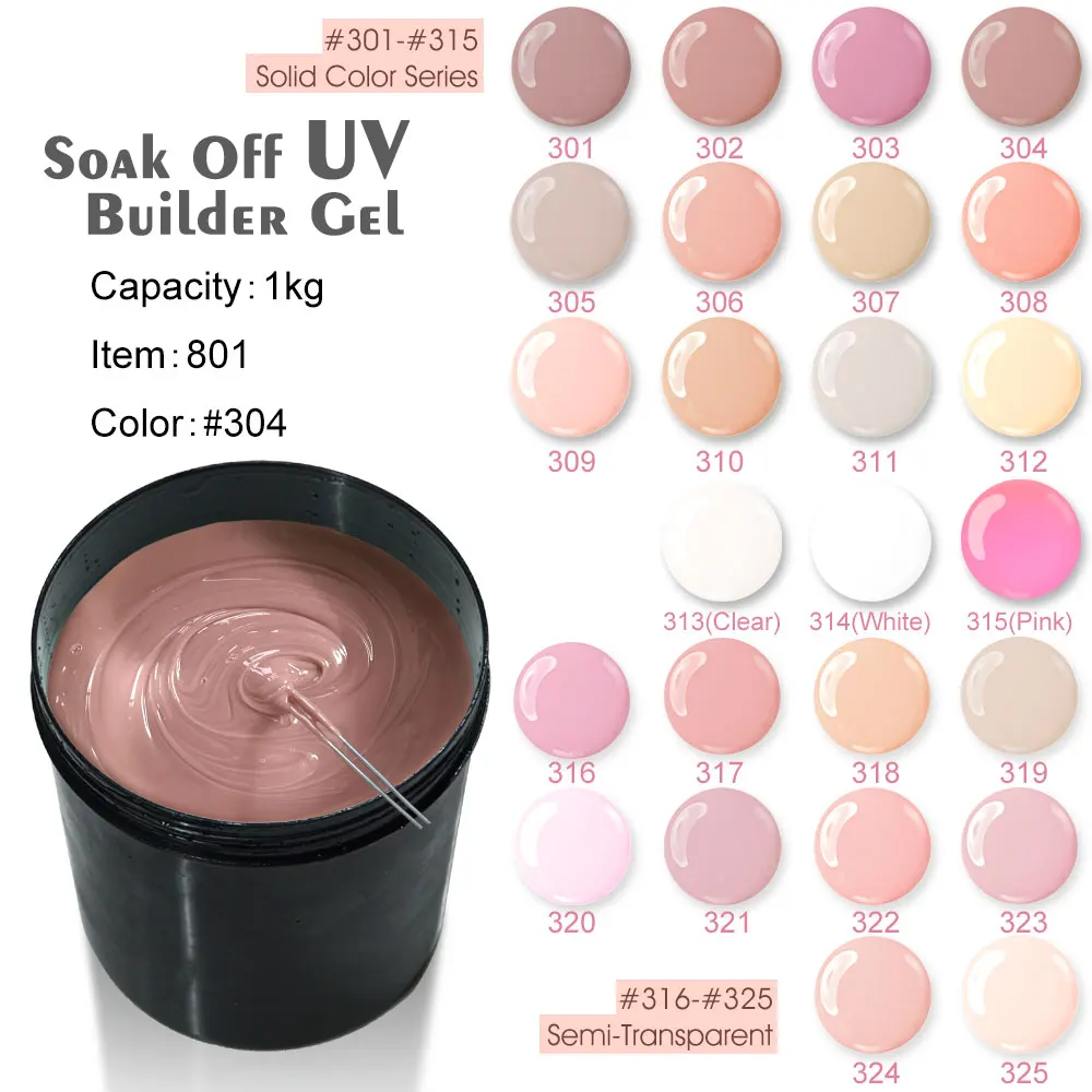 

OEM 1000ml CANNI Camouflage thinn Jelly UV Soak Off 25 stick uv Builder Gel manicure Multi-function nails transparent uv gel 1kg