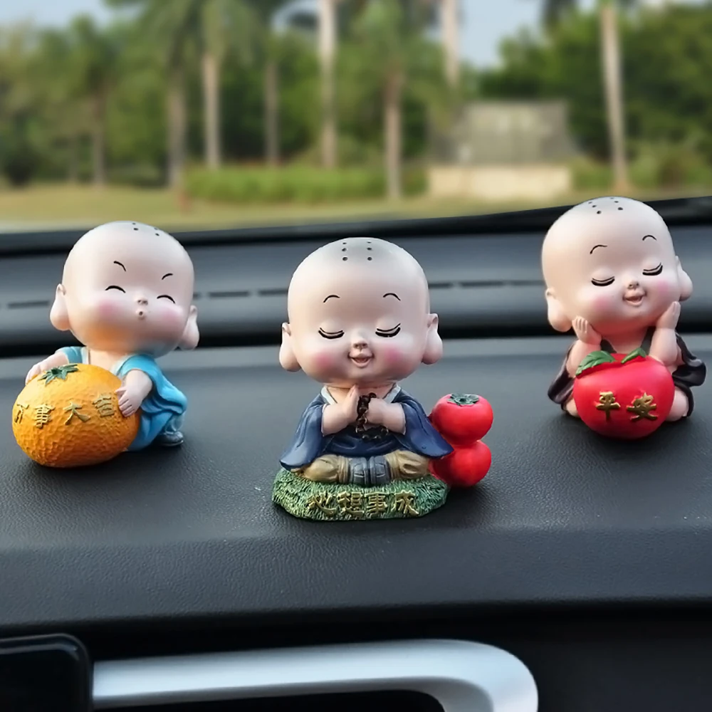 Украшения для автомобиля милые маленькие фигурки монахов из смолы куклы