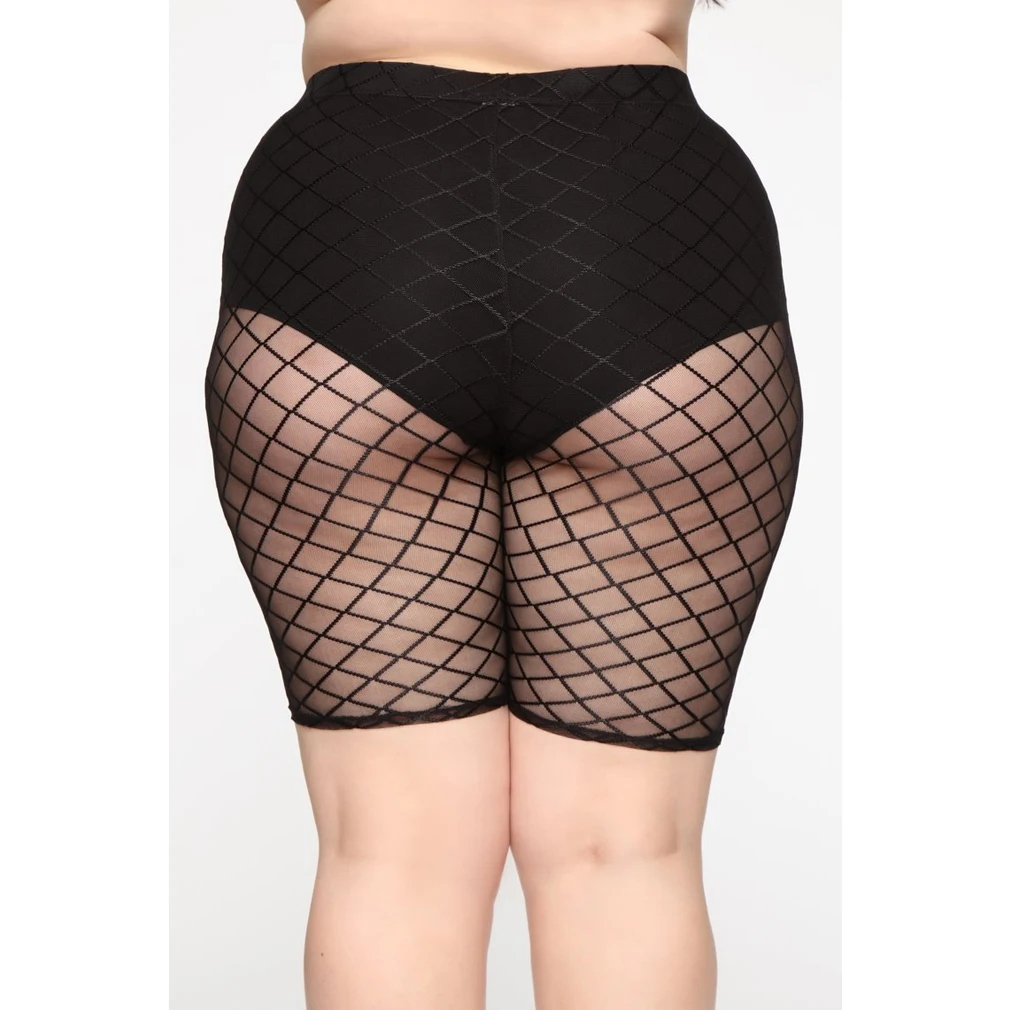 short pants 2019 Women Fishnet High Waist Shorts Fashion Mesh Sheer See Through Hollow Legging Shorts Swimwear Casual Skinny Trousers trendy plus size clothing