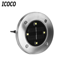 ICOCO 1 шт. 4 Светодиодный светильник на солнечной батарее из нержавеющей стали, наземный светильник, водонепроницаемый светильник для двора, лужайки, уличный светильник ing для 11,11