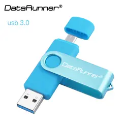 DataRunner USB флешка Android OTG накопитель 32 Гб 64 Гб Usb Stick 3,0 флешки 128 ГБ 256 2 в 1 Memory Stick флешка