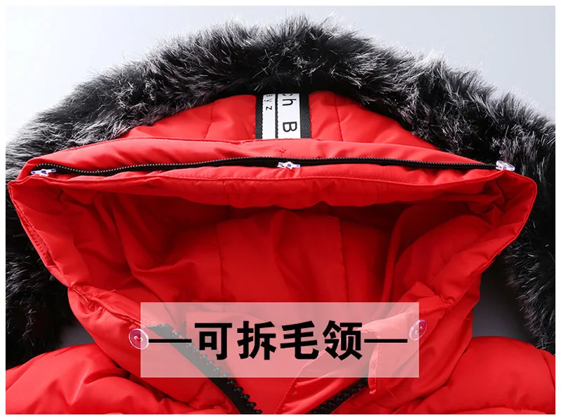 2018 Faux Fur Hood Jacket for Girls Children Snow Wear Parka Thick Cotton-Padded Winter Jacket for Children Christma Winter Coat (1)