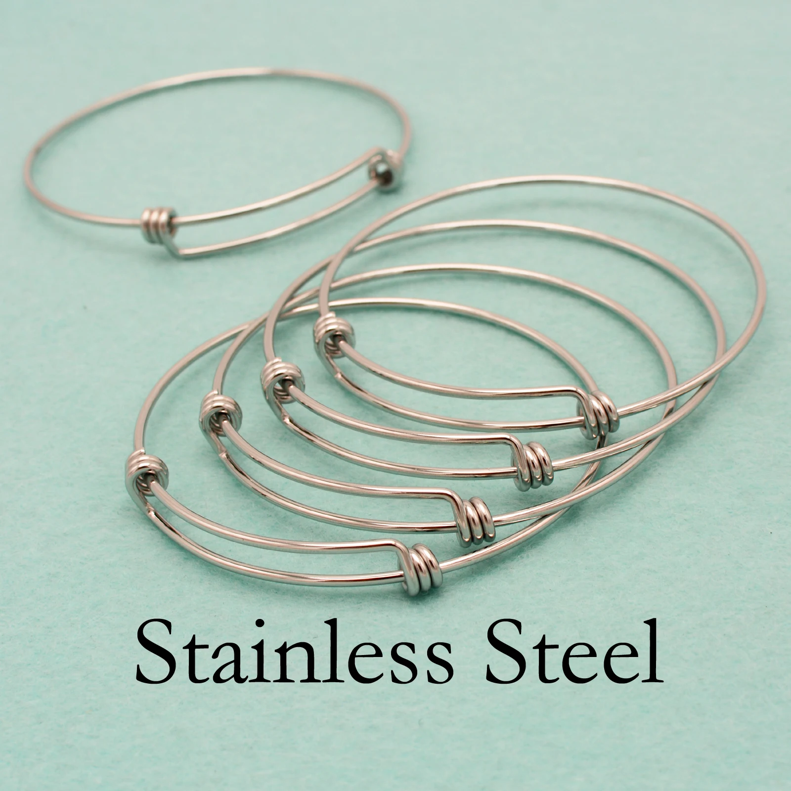

50 pcs - Stainless Steel Bracelet Bangle, Adjustable Bracelet Blank, Charm Bangle, Charm Bracelet, Stainless Steel Charm Bangle