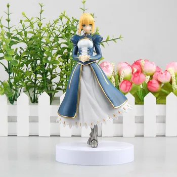 

19CM Japanese anime figure Fate/Grand Order saber blue dress ver action figure collectible model toys for boys