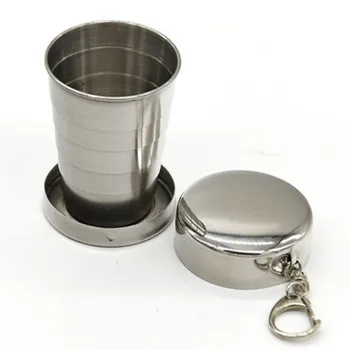 

New Style All Stainless Steel Folding Retractable Cup Folding Cup Blackjack Cup Silver& 60*47.5mm
