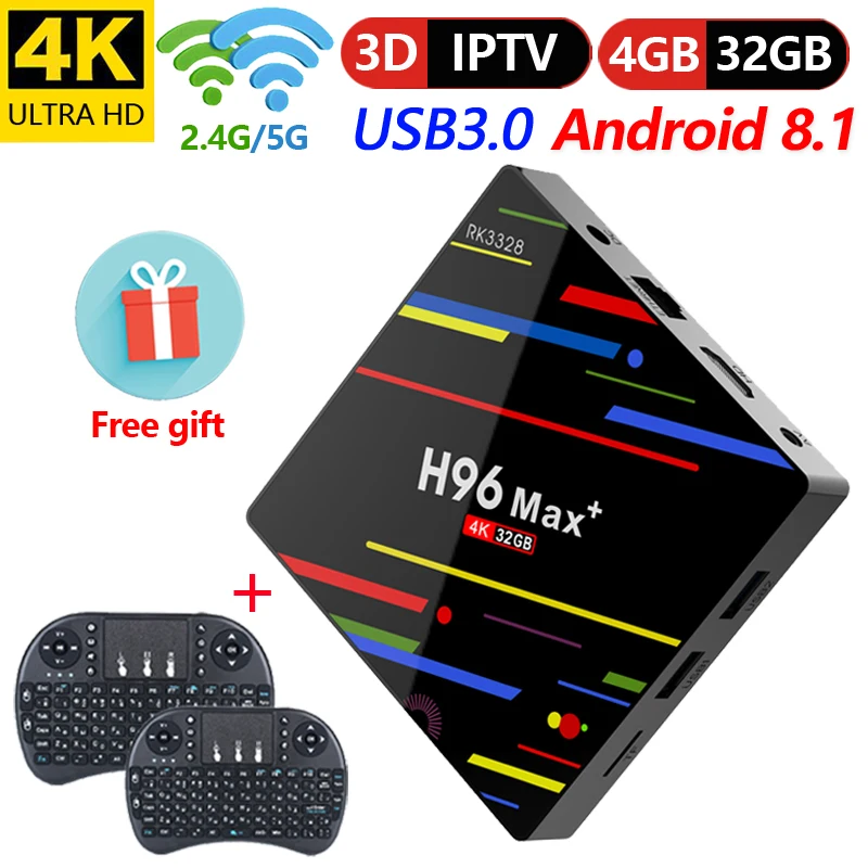 

H96 Max plus Smart TV Box Android 8.1 4 gb 32 gb 64 gb Rockchip RK3328 1080 p H.265 4 k Netflix PK SUNVELL T9 IP TV Set top box