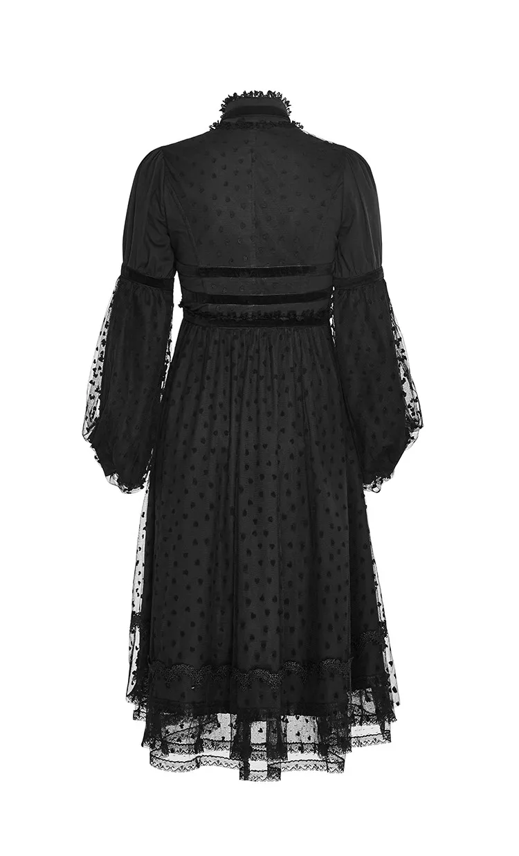 Панк рейв Лолита Стиль черная часть платья с кружевом оформлен LQ-076