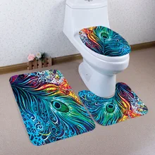 3 шт./компл. Ретро стиль павлин ковер с рисунком пером коврик для туалета ванная комната нескользящий декоративный коврик набор ковриков
