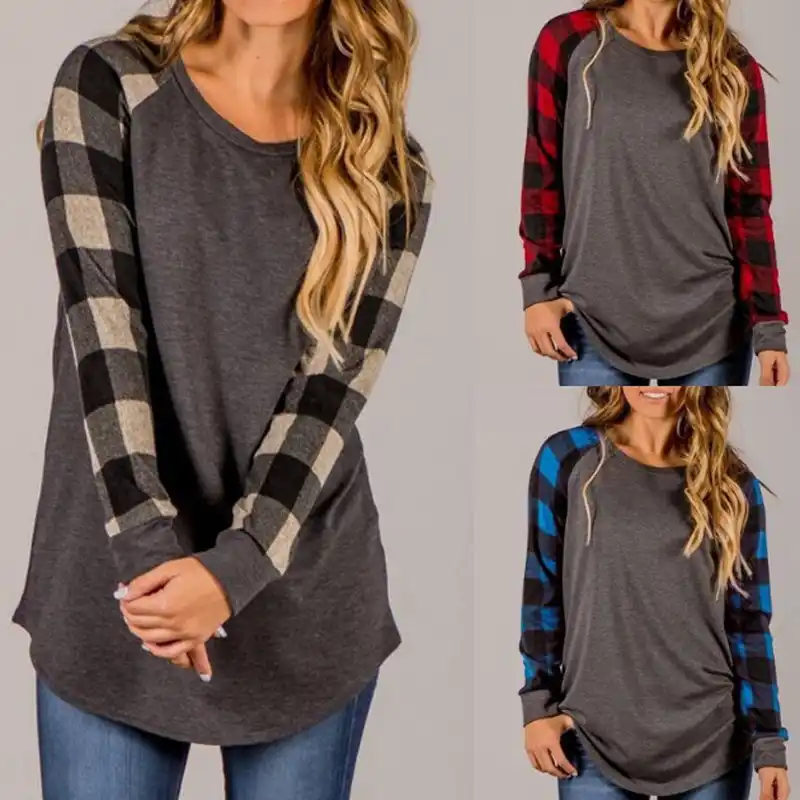 buffalo plaid raglan tee