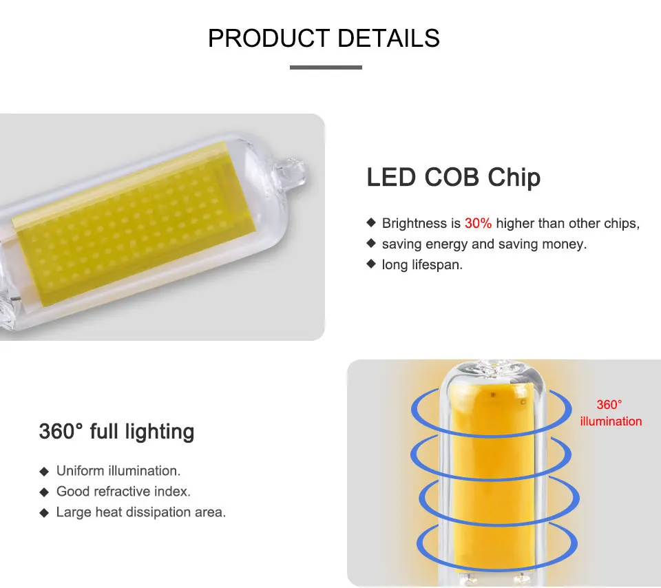 EeeToo Night Light LED Lamp G9 220V COB Glass Body LED Bulb Tubes 5W 7W 9W Night Light Lamp for Bedroom Replace Halogen Lighting (5)
