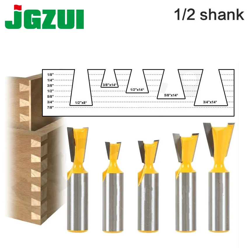 Padrão da Indústria de Alta Qualidade 1 2 Shank 12mm Haste Dobradiça Roteador Bit Cortador Madeira Trabalho 5 Pçs – Set