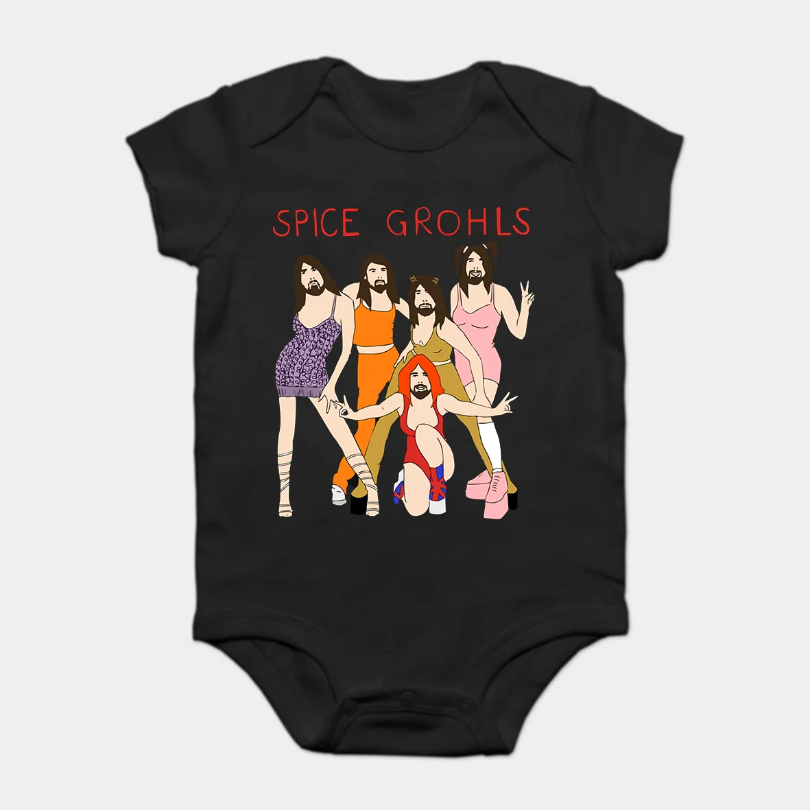 

Baby Onesie Baby Bodysuits kid t shirt Funny white Black tee Spice Grohls Unisex In White_Grey_Black