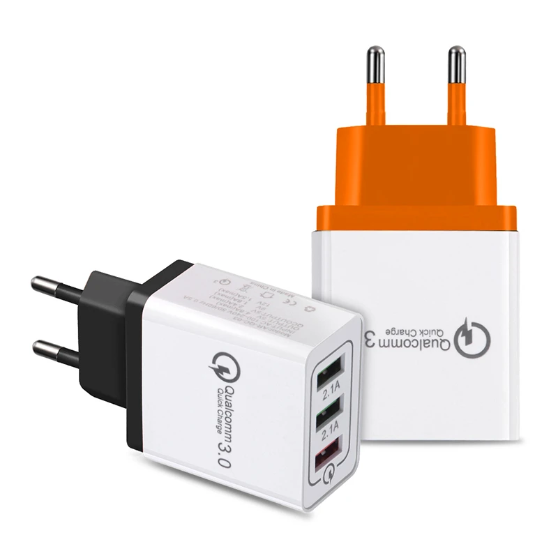 Cargador múltiple USB QC 3,0 para móvil, cargador de pared viaje, adaptador de carga rápida de 18W para Xiaomi, iphone y Huawei| Cargadores de teléfono móvil| - AliExpress