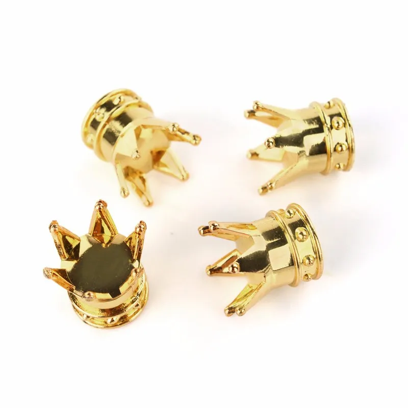 4pcslot Bicycle Tire Valve Caps Universal Dustproof Gold Crown Tyre Wheel Stem Air Valve Caps Tire Valve Auto Motorbike PA0132 (3)