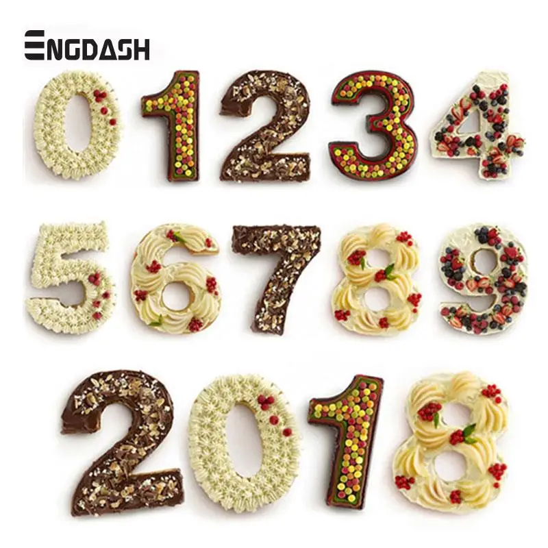 

ENGDASH 10 Inch 0-8 Silicone Digital Cake Molds Cake Numbers Shape Cake Decoration Tool for Wedding Birthday Anniversary